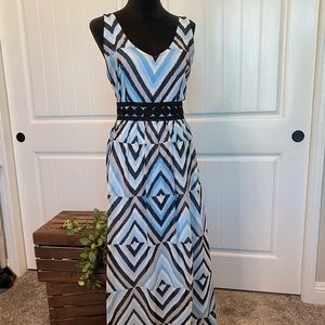 Long Cool Sheer Deep V-Neckline Sleeveless Dress